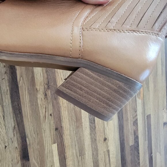 Lucky Brand Brown Tan Ilisse Leather Ankle Bootie Cowboy Slip On - Picture 15 of 16